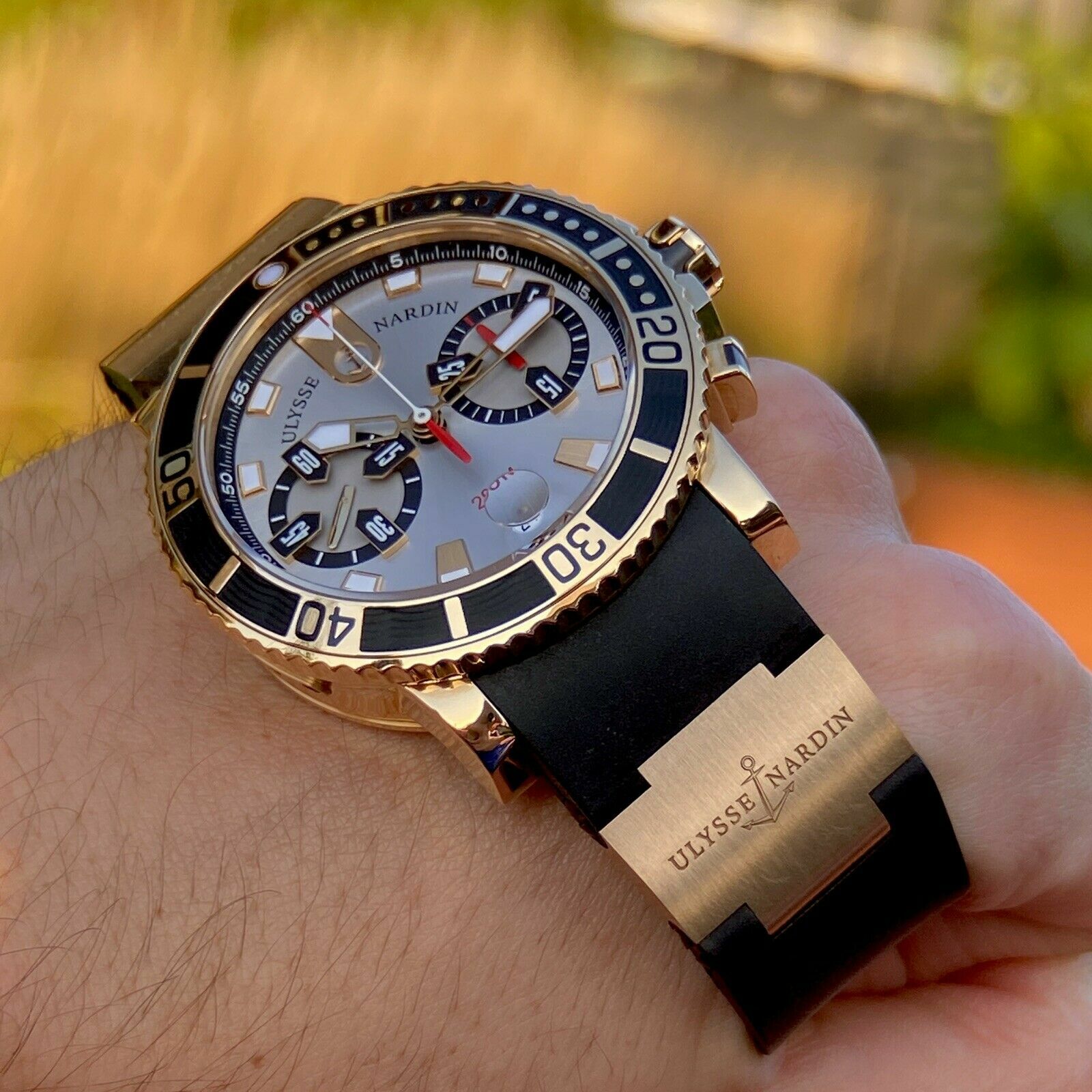 Ulysse Nardin Maxi Marine Diver Chronograph Men's Rose Gold 43mm Watch 8006-102