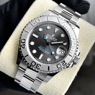 Rolex Yacht-Master 37mm Swiss Automatic Watch Platinum Bezel Rhodium Dial Watch