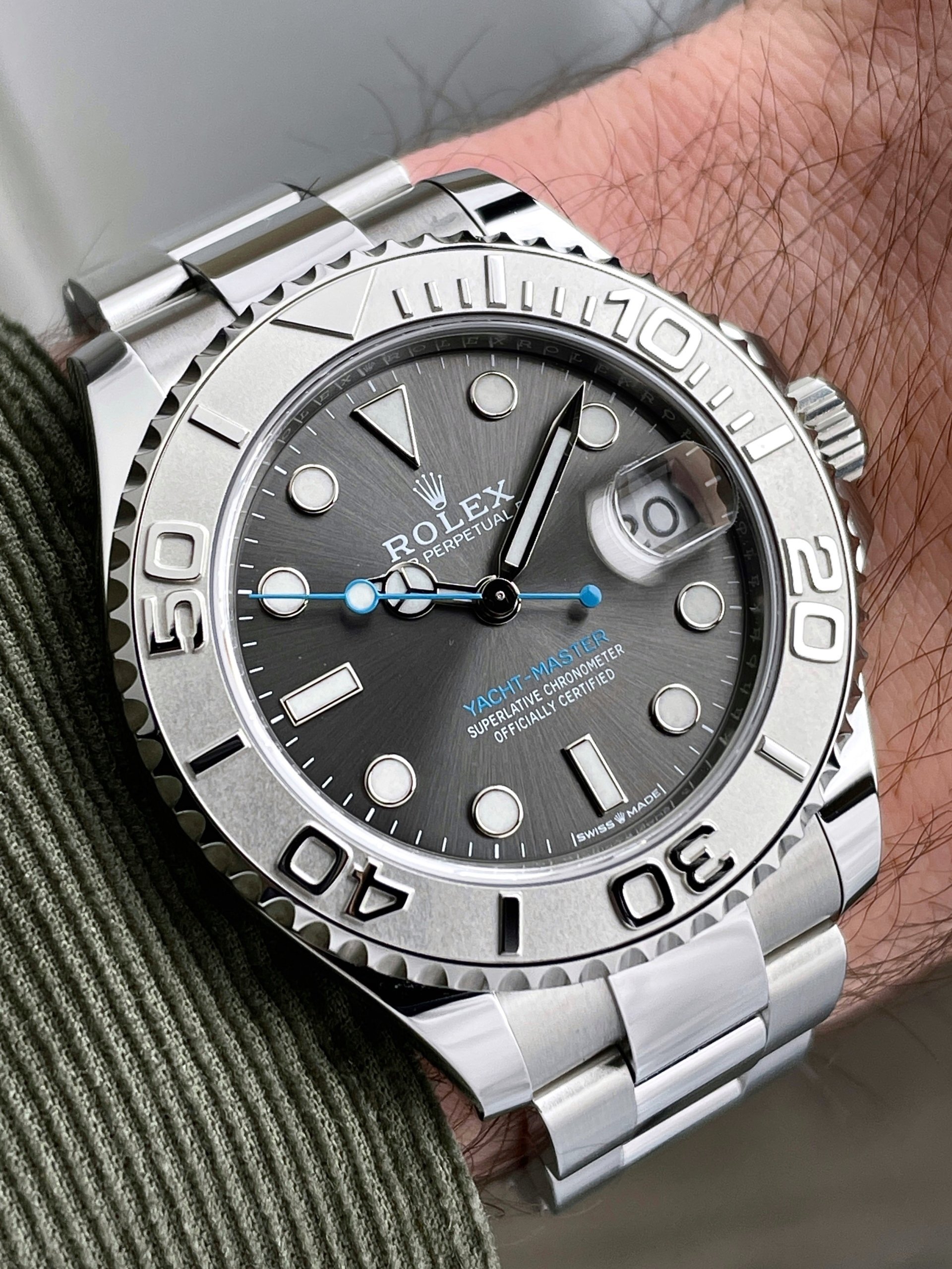 Rolex Yacht-Master 37mm Swiss Automatic Watch Platinum Bezel Rhodium Dial  Watch