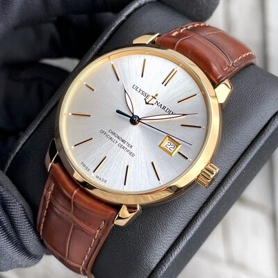Ulysse Nardin San Marco Classico 18k Rose Gold Men's Watch Silver Dial Date 40mm