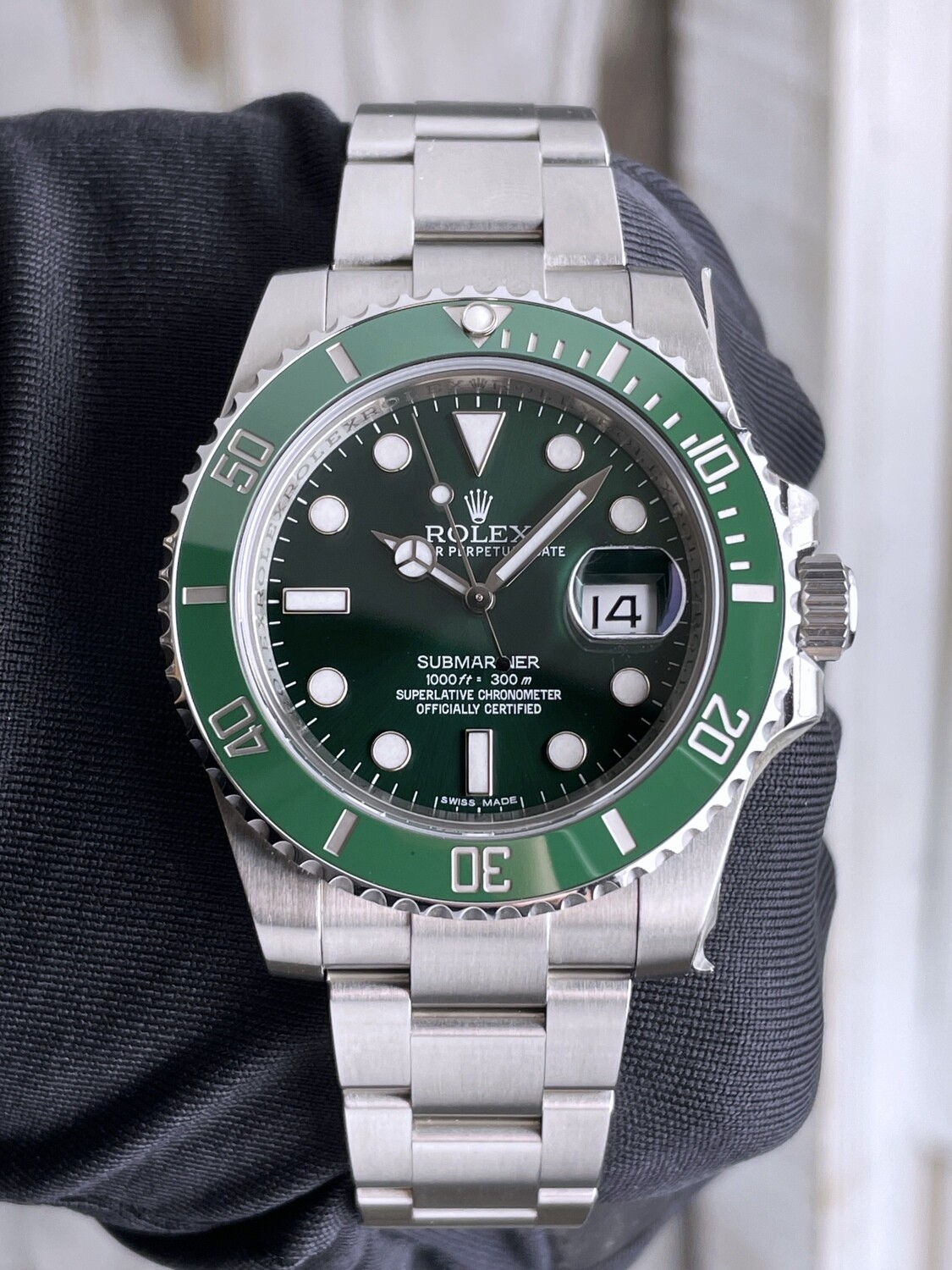 Fancy Krydret Opaque Rolex Submariner "Hulk" Dive Watch Green Dial 41mm