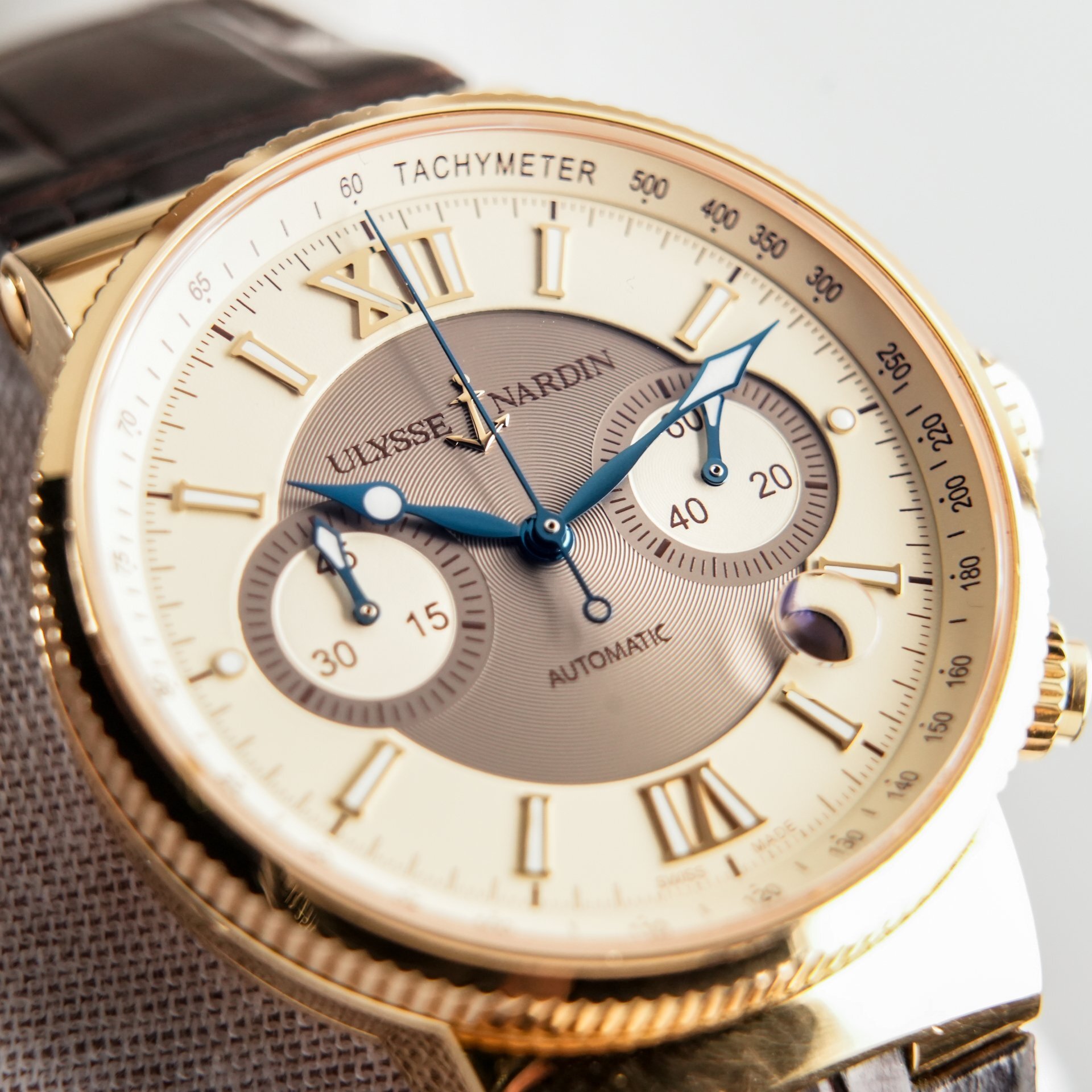 Ulysse Nardin Maxi Marine Chronograph Ivory Dial 18kt Rose Gold Men's Watch 41mm