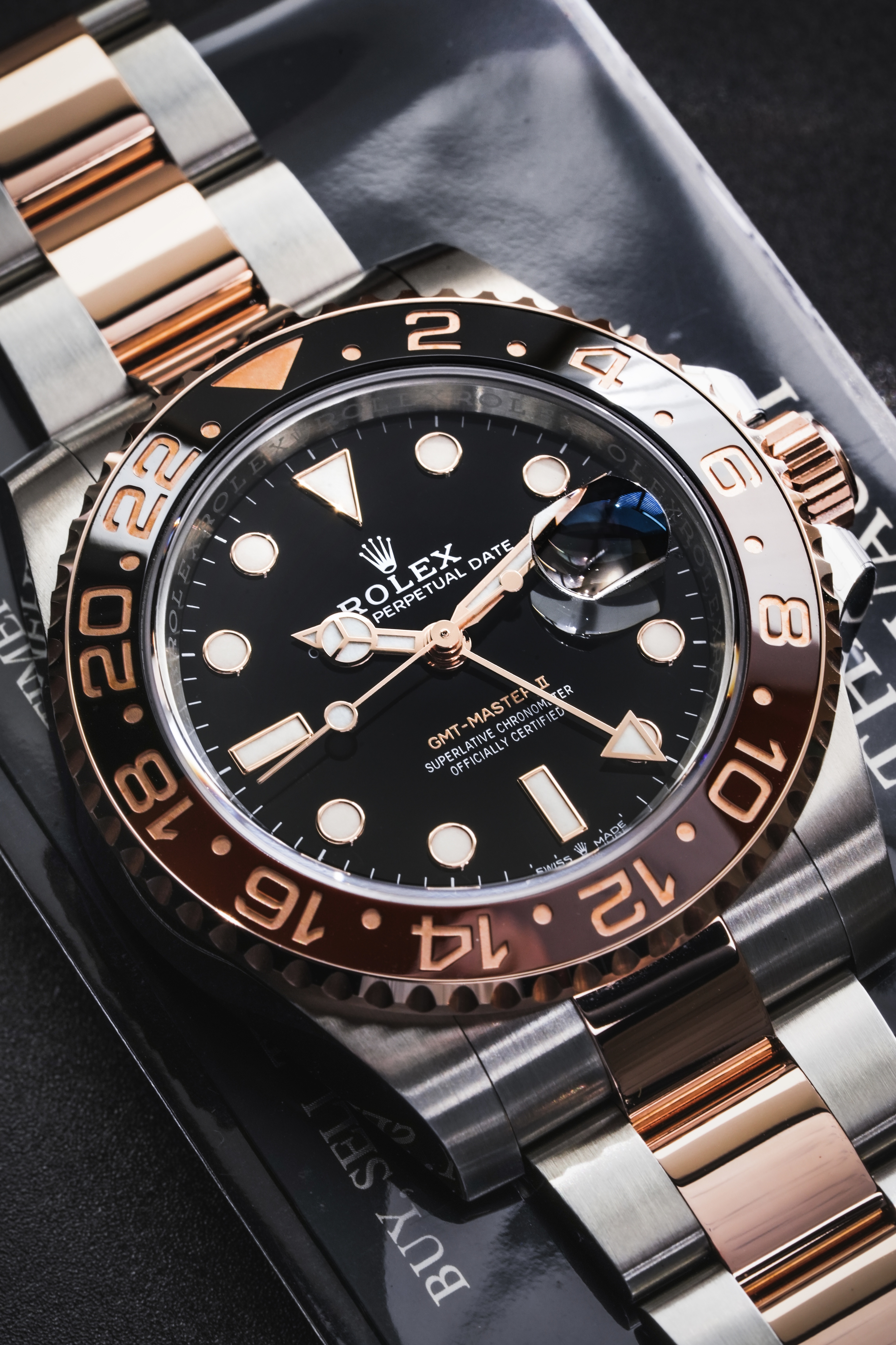 Rolex Rootbeer GMT-Master II Rose Gold Stainless Steel Watch