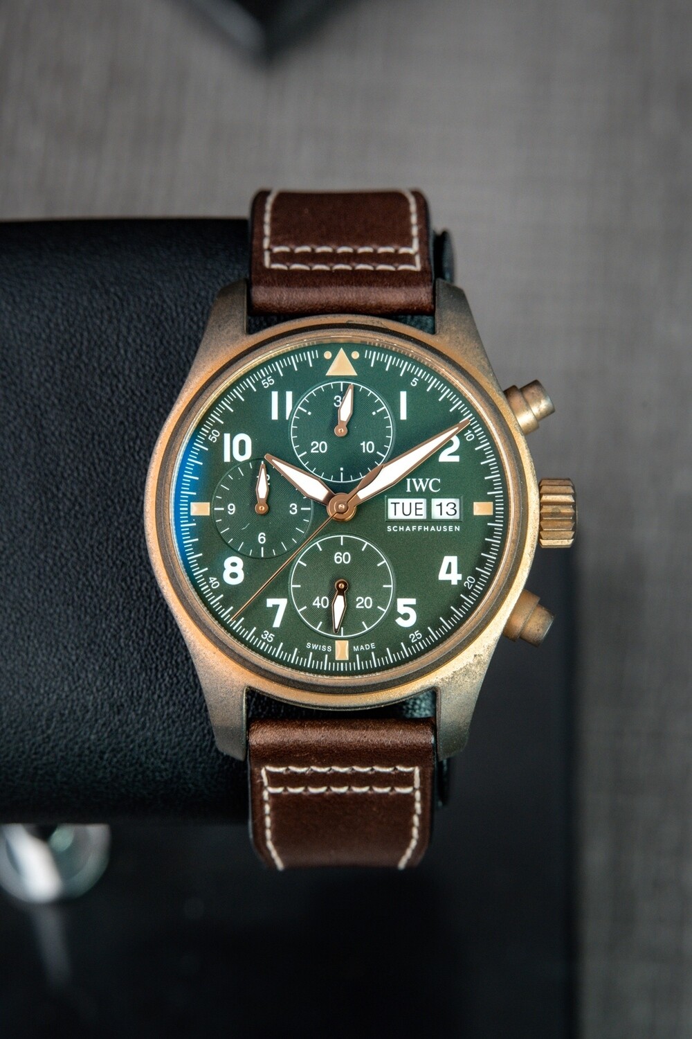 IWC Pilot Spitfire Chronograph Bronze Green Dial 41mm