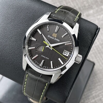 Grand Seiko Heritage Collection Spring Drive Steel Watch Autumn Charcoal Grey Dial Lime Accent