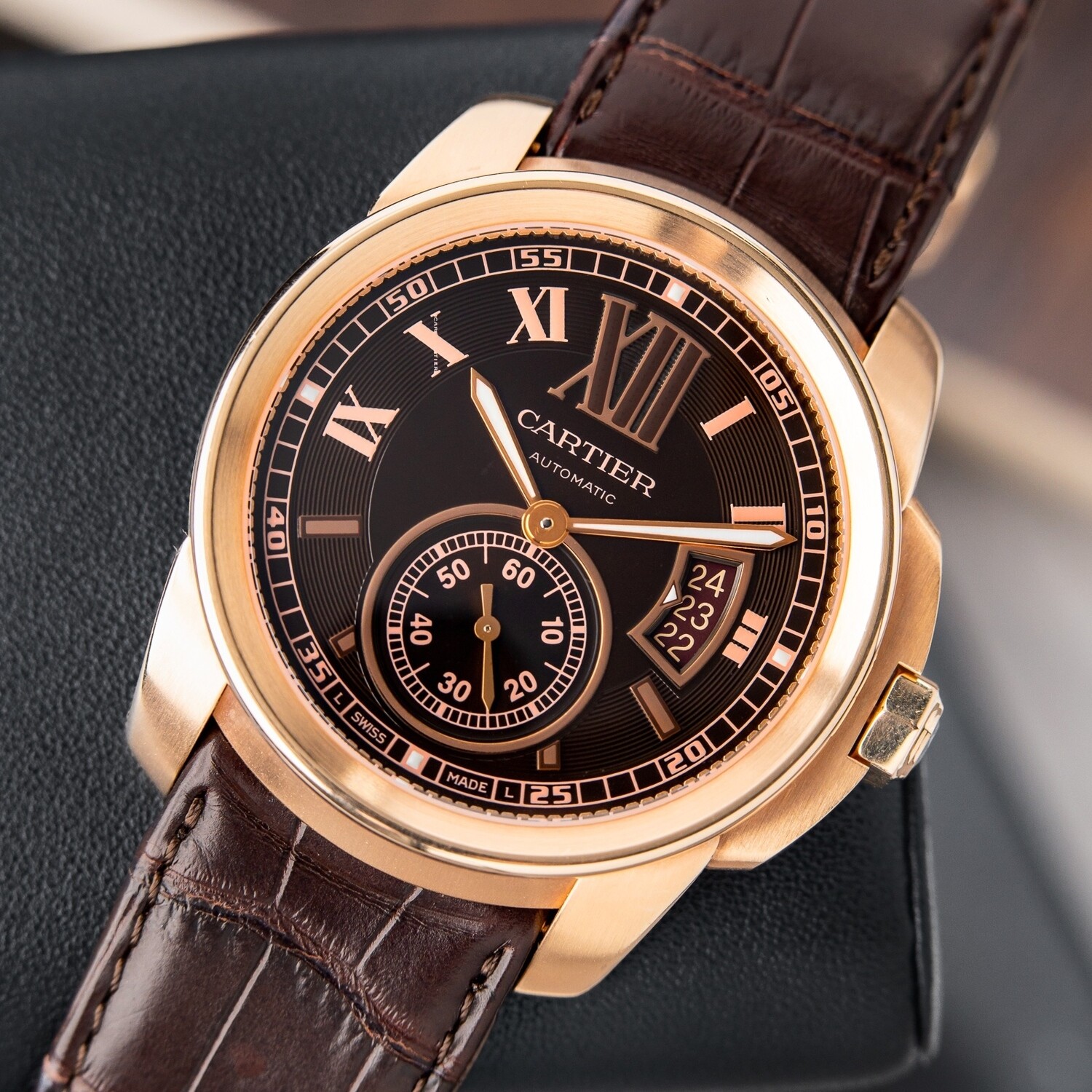 Cartier Calibre de Cartier Rose Gold Brown Dial Automatic Date