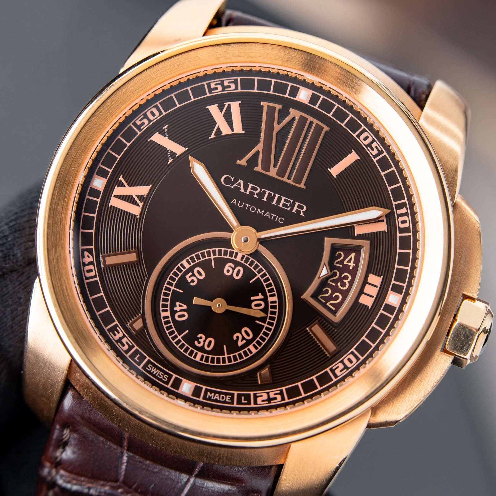 Cartier Calibre de Cartier Rose Gold Brown Dial Automatic Date