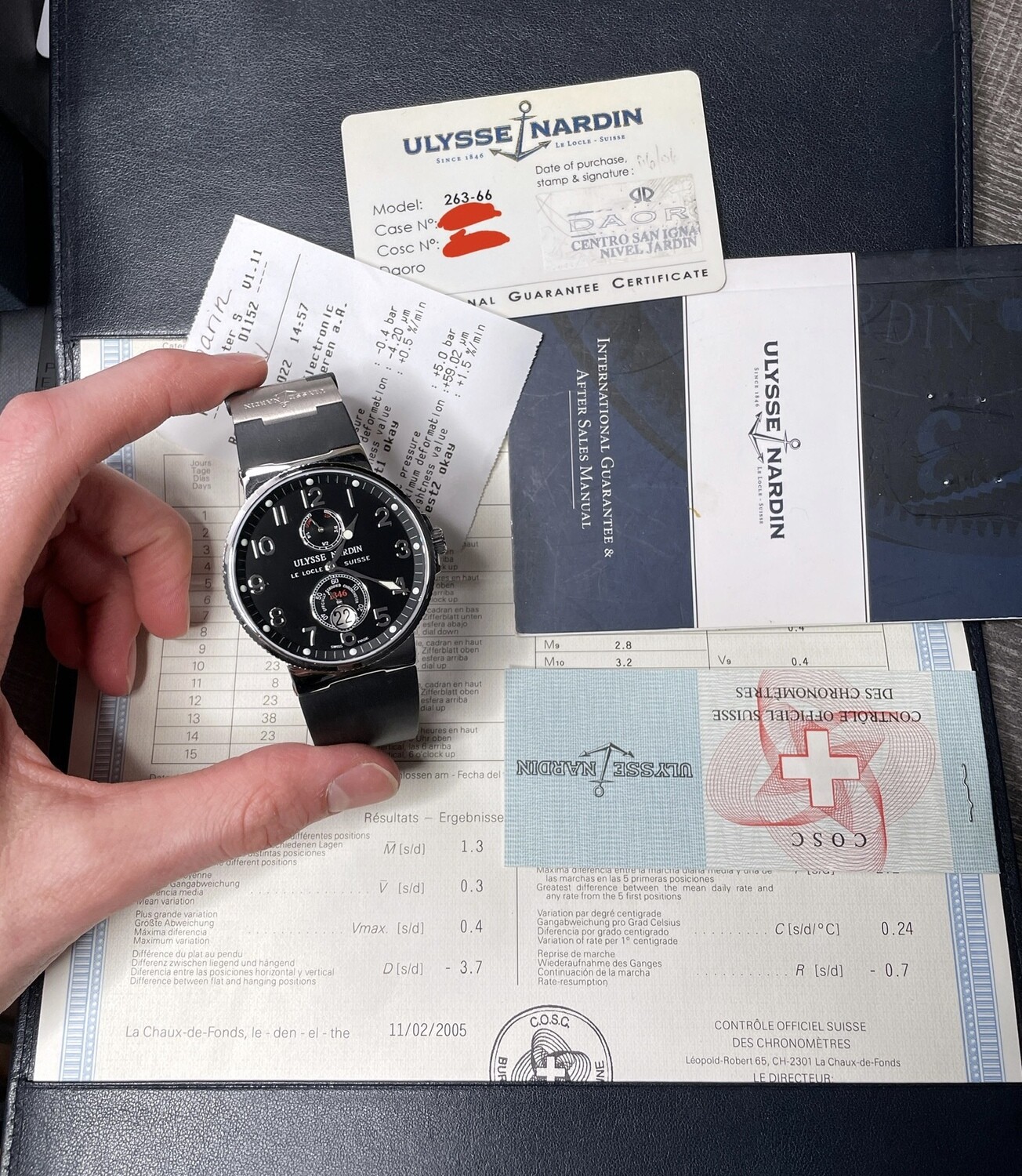 Ulysse Nardin Marine Chronometer 41mm Maxi Steel Black Dial Rubber