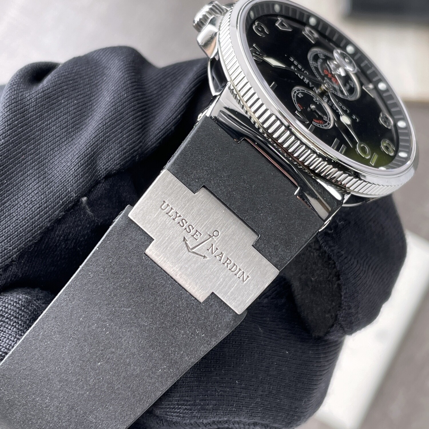 Ulysse Nardin Marine Chronometer 41mm Maxi Steel Black Dial Rubber