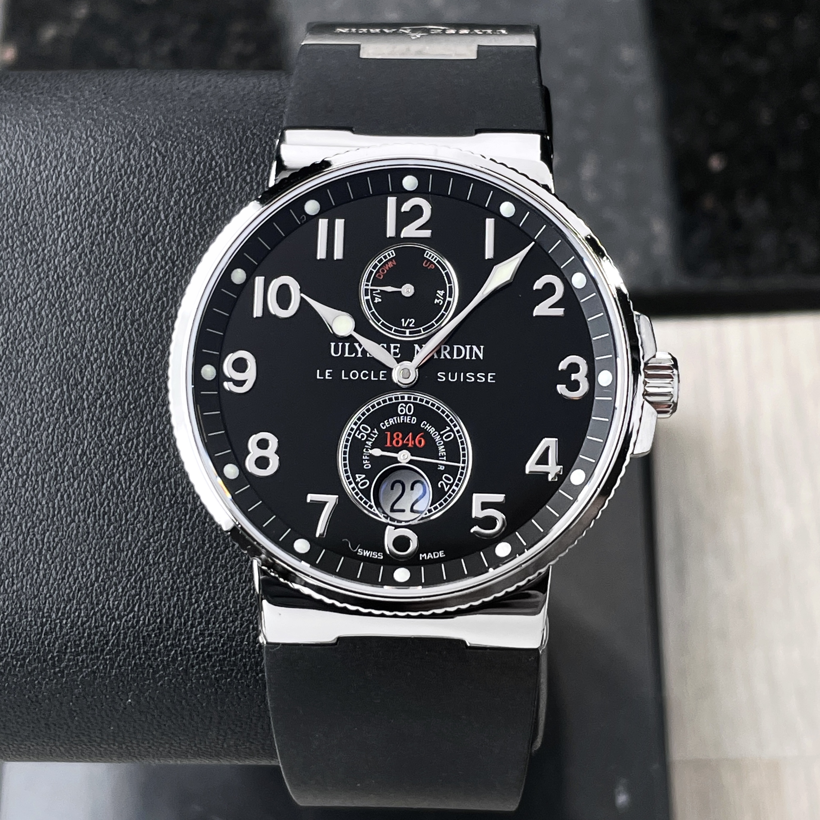 Ulysse Nardin Marine Chronometer 41mm Maxi Steel Black Dial Rubber