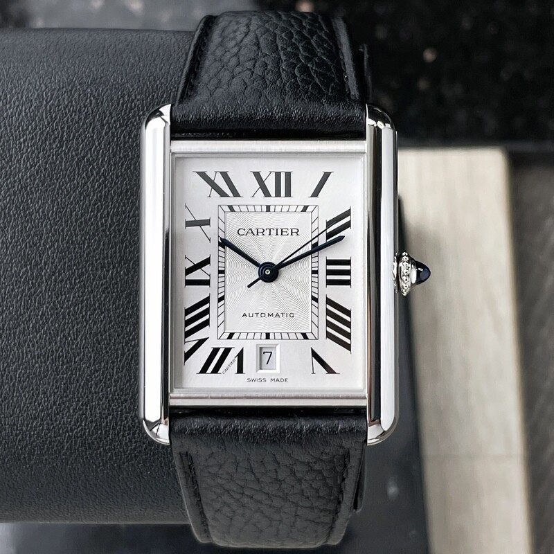 Cartier Tank Must XL Automatic Steel Black Leather Silver Dial 2022