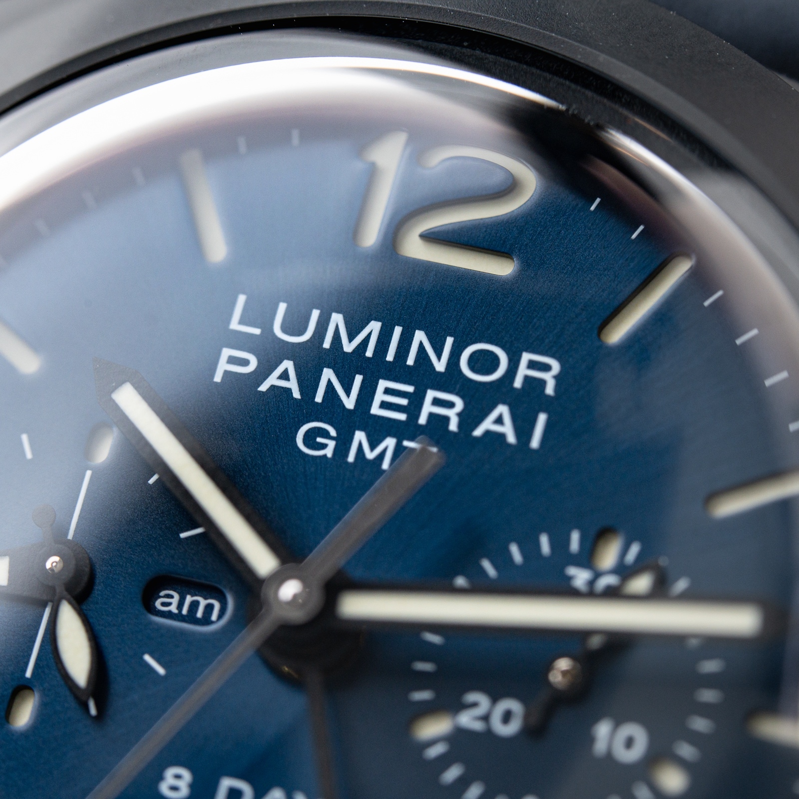 luminor chrono monopulsante gmt blu notte