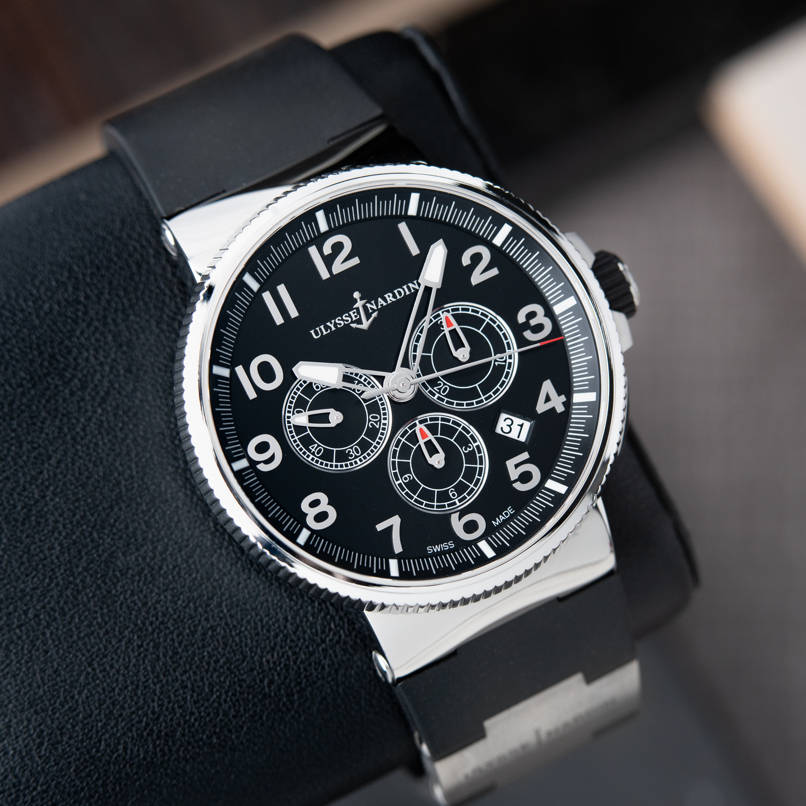 Ulysse Nardin Marine Chronograph Black Dial Rubber Manufacture 1503-150