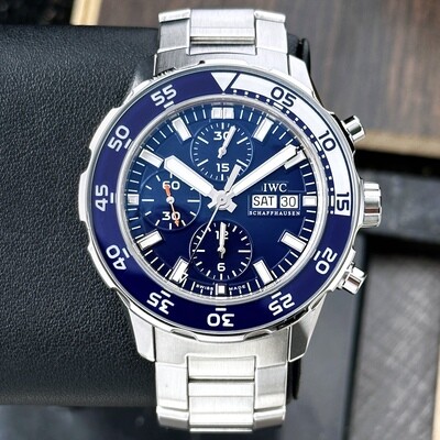 IWC Aquatimer Chronograph Day Date Blue Dial Diver Steel Rubber
