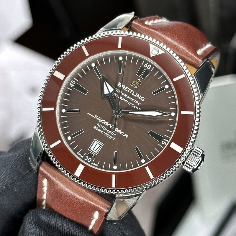 Breitling Superocean Heritage II 46 Brown Dial Ceramic Steel Leather