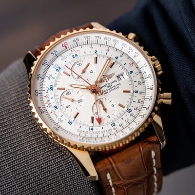 Breitling Navitimer World GMT RARE Automatic Chronograph Rose Gold Limited