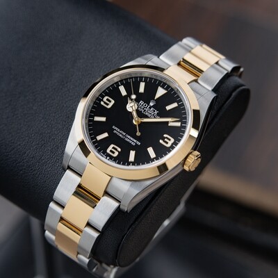 Rolex Explorer Two Tone Steel Yellow Gold Oyster Black Dial 2022 Set
