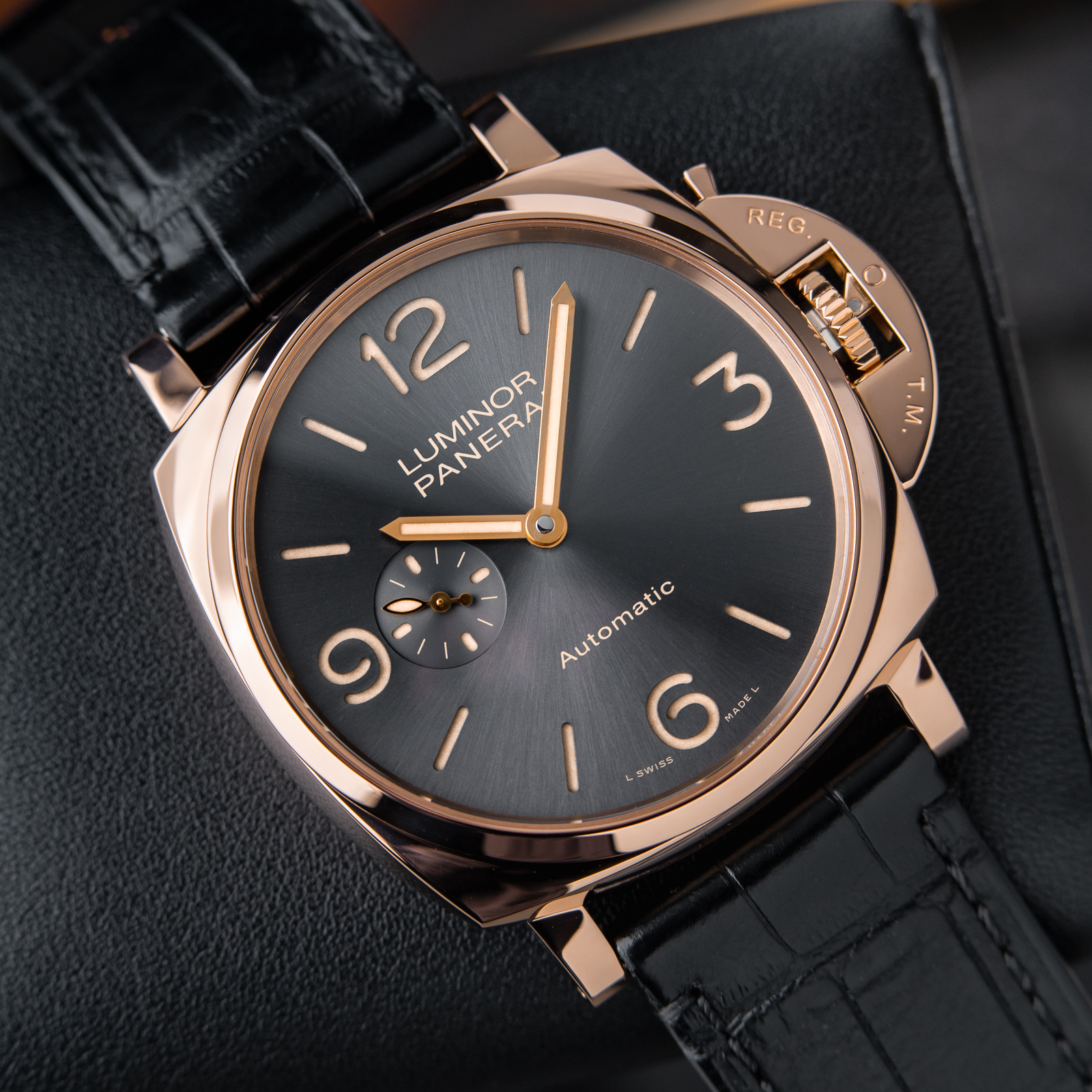 Panerai Luminor Due Rose Gold Goldtech Anthracite Grey Dial Automatic Pam675