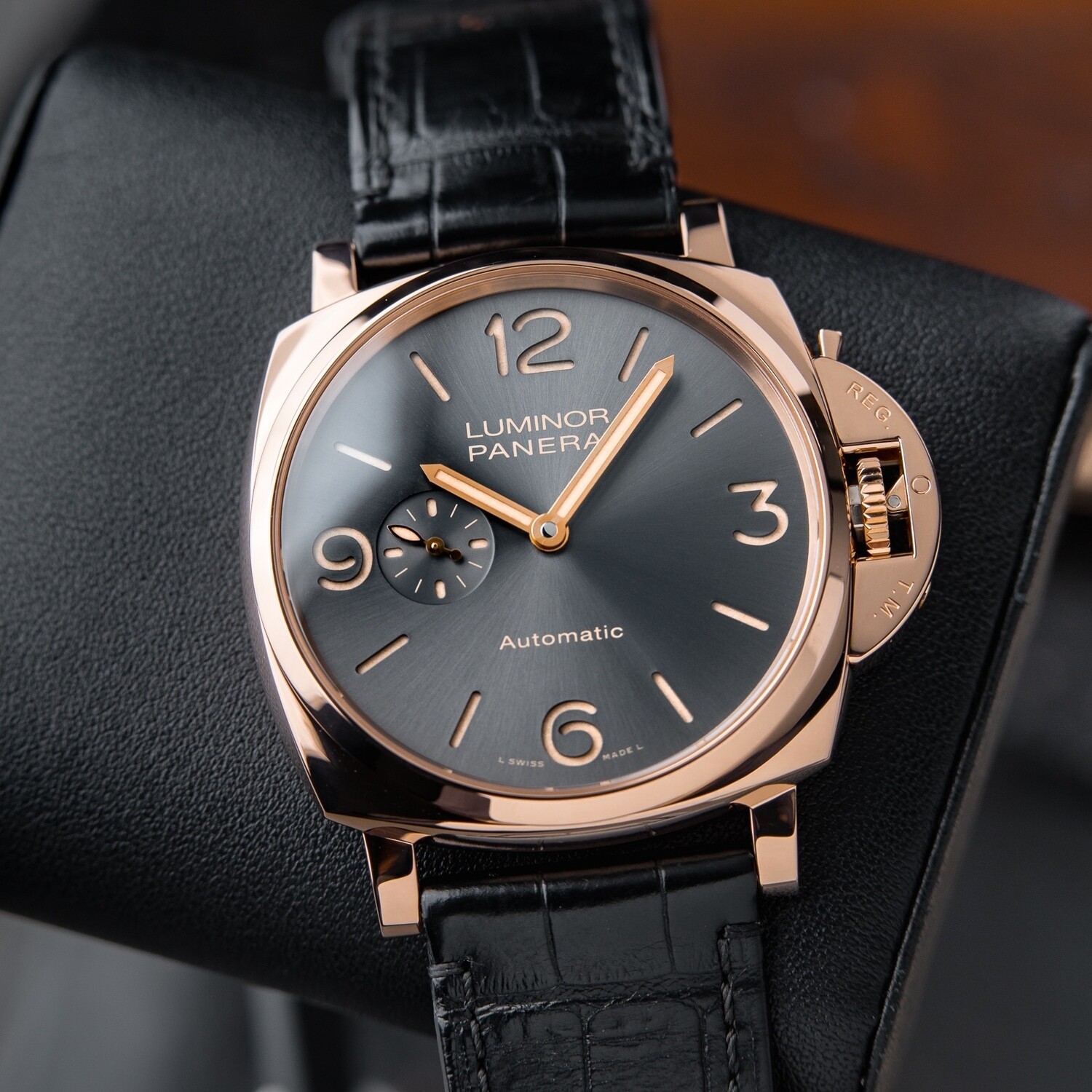 Panerai Luminor Due Rose Gold Goldtech Anthracite Grey Dial Automatic Pam675