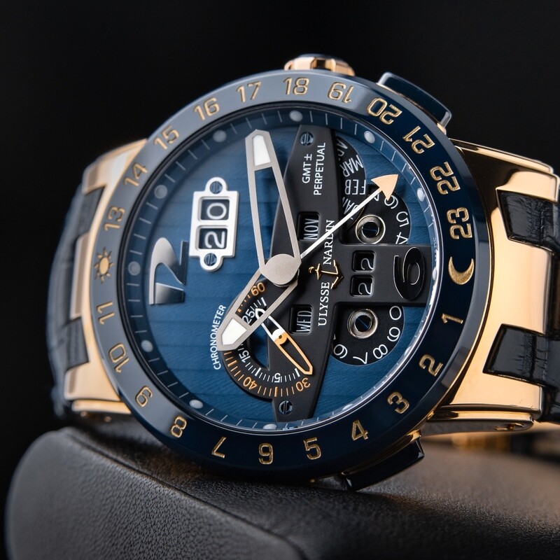 Ulysse Nardin El Toro  Blue Limited RARE Perpetual Calendar GMT Rose Gold