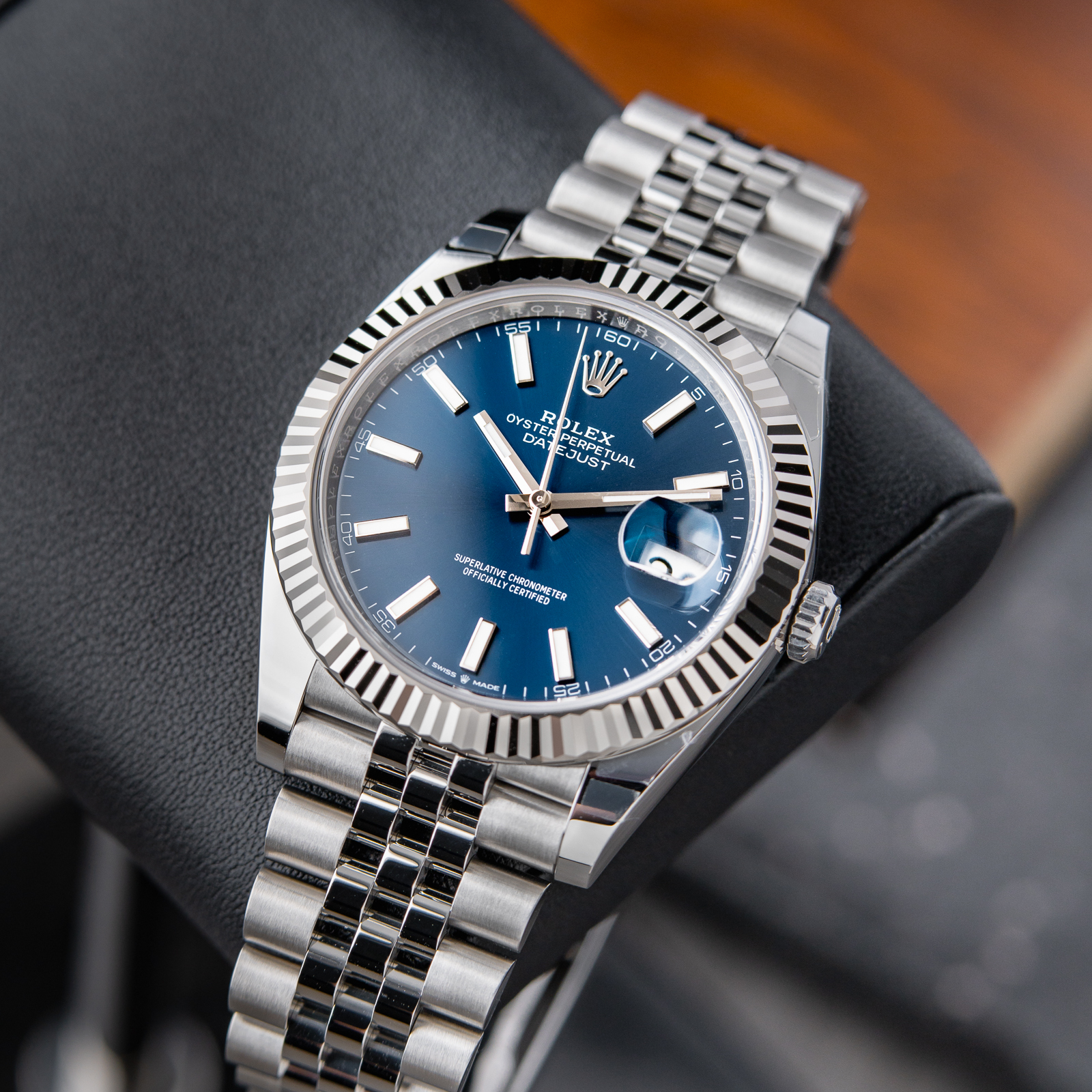 Rolex Datejust 41 Blue Stick Dial STICKERS 2023 Jubilee Fluted Bezel Steel