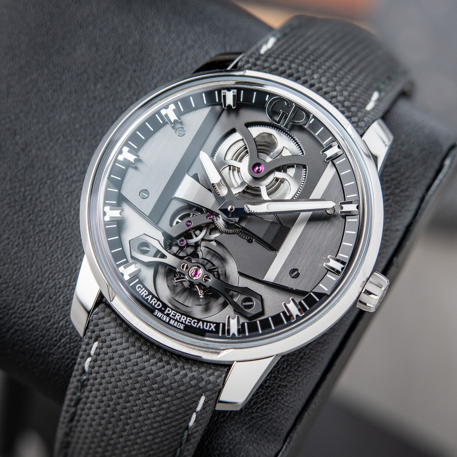 Girard Perregaux Free Bridge Openworked Grey Steel Automatic