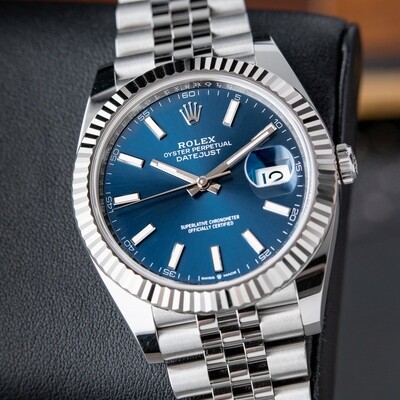 Rolex Datejust 41 Blue Stick Dial 2022 Jubilee Bracelet Fluted Bezel Steel