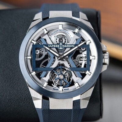 Ulysse Nardin Blast Skeleton Flying Tourbillon Blue Ceramic Titanium Watch