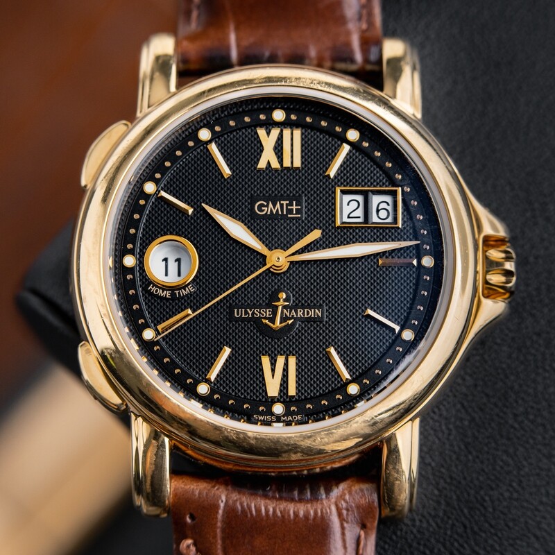 Ulysse Nardin GMT Big Date Dual Time San Marco GMT 18k Gold Black Dial