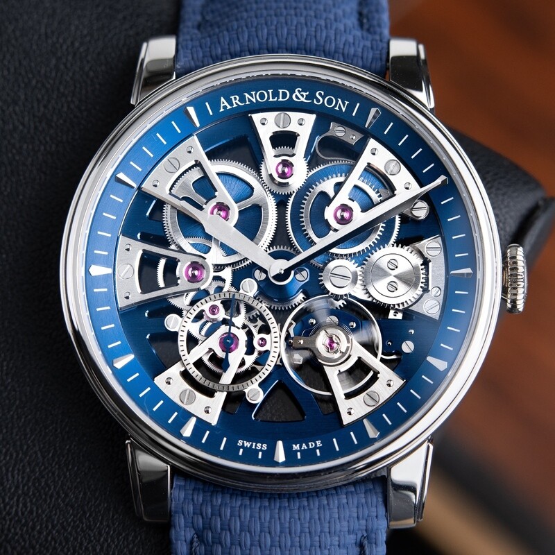 Arnold & Son Nebula Blue UNWORN 2023 Blue Skeleton Strap Openworked