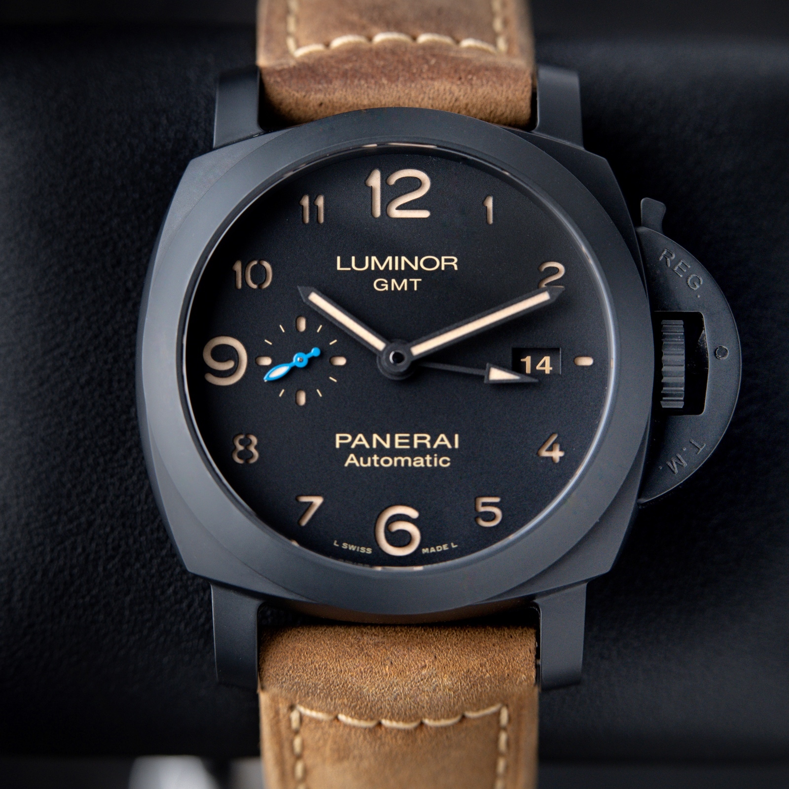 Panerai Luminor 1950 3 Days GMT Automatic Ceramica Pam1441 Black Dial