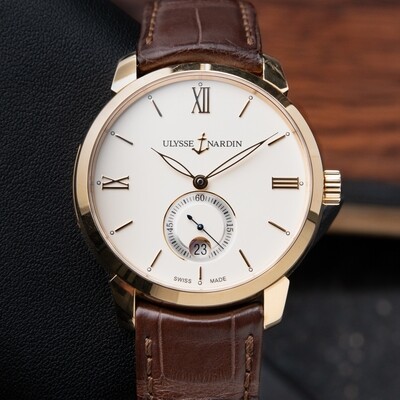 Ulysse Nardin San Marco Classico Ivory Dial 18kt Rose Gold Brown Leather
