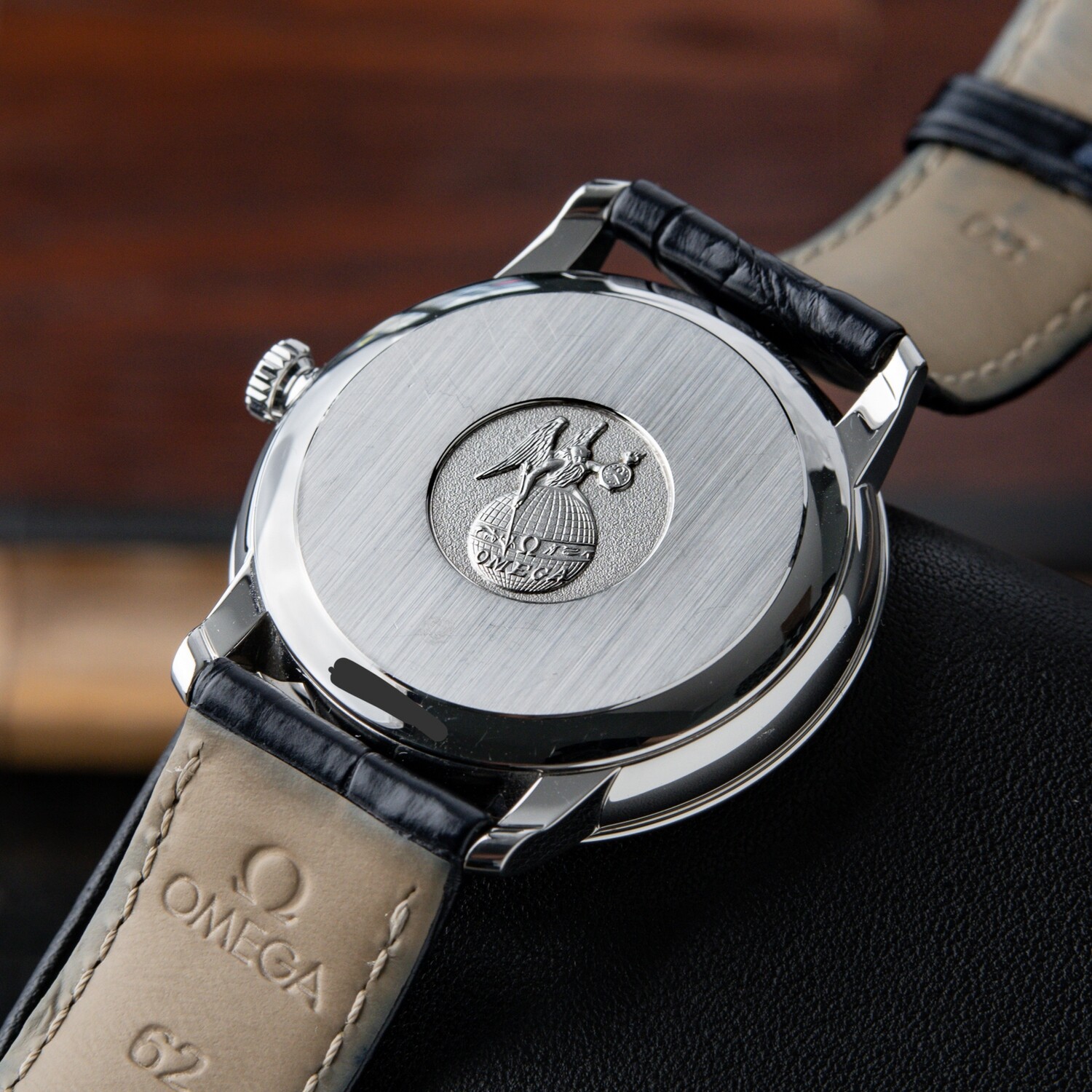 Omega De Ville Prestige Co-Axial Grey Blue Leather Steel Date