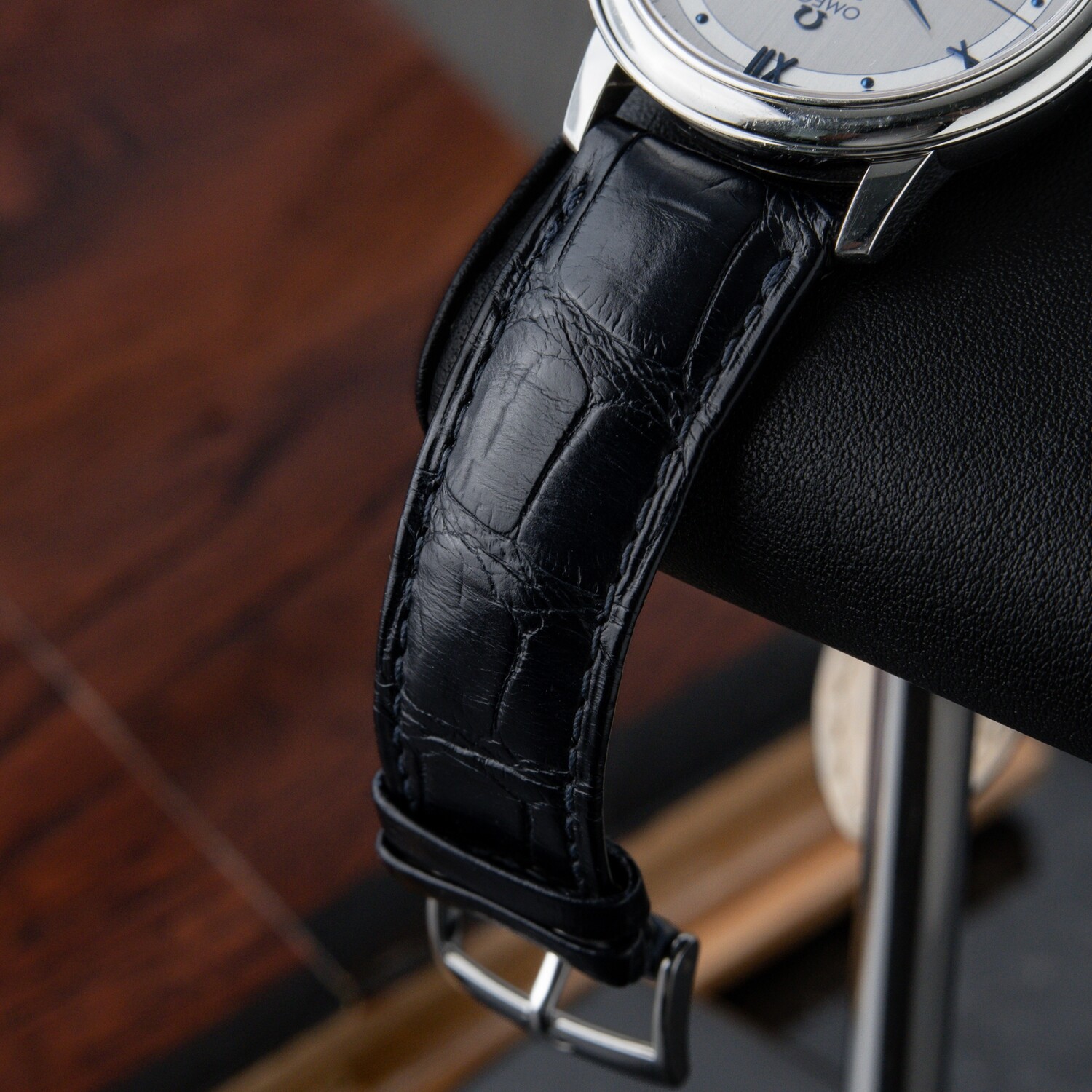Omega De Ville Prestige Co-Axial Grey Blue Leather Steel Date