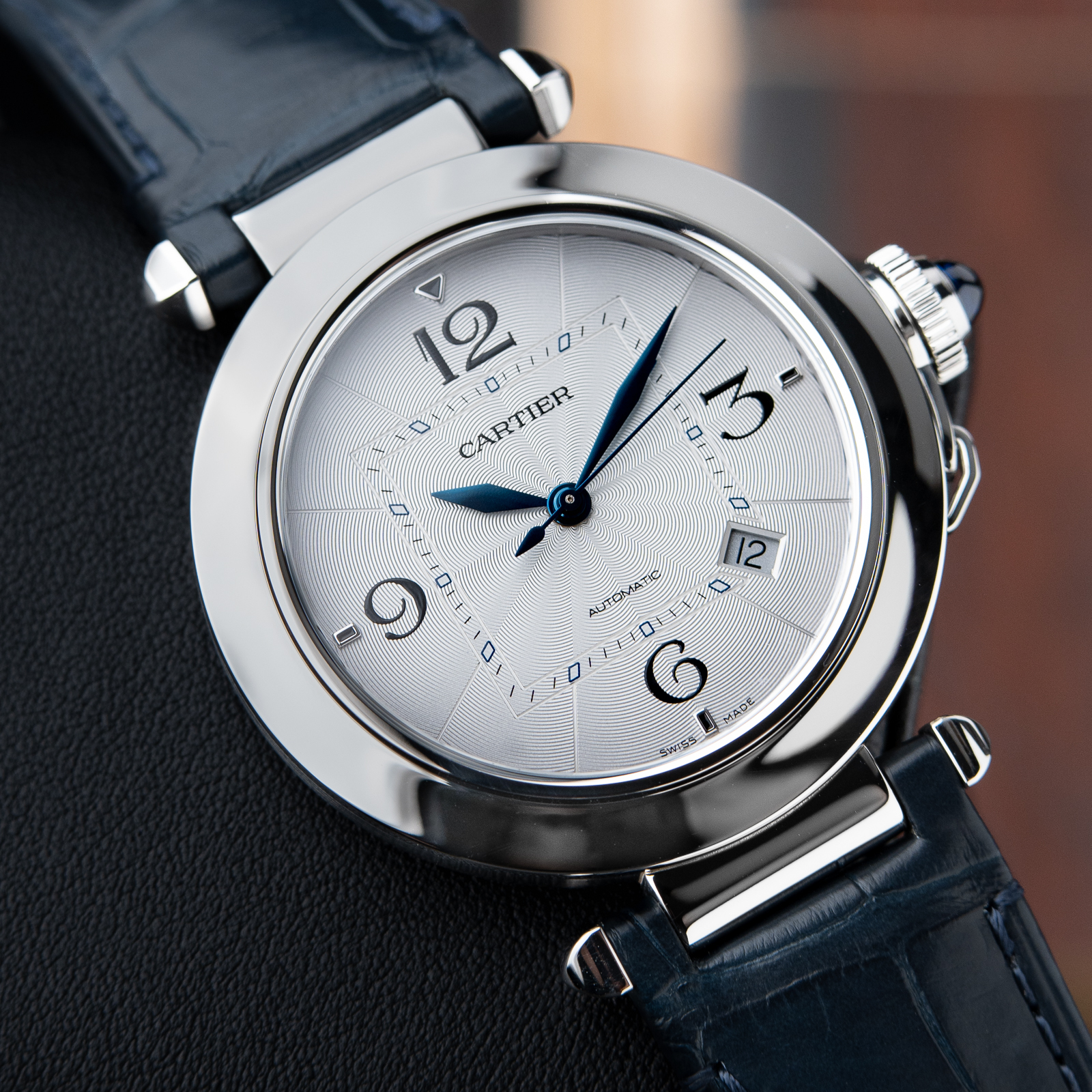 Cartier Pasha Silver Dial Stainless Steel Automatic Blue Leather 2022