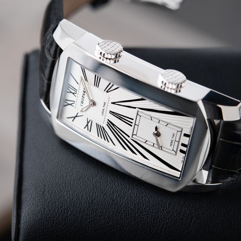 Chopard LUC Dial Dual Tec White Gold Time Black Leather Automatic