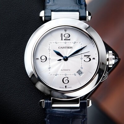 Cartier Pasha Silver Dial Stainless Steel Automatic Blue Leather 2022