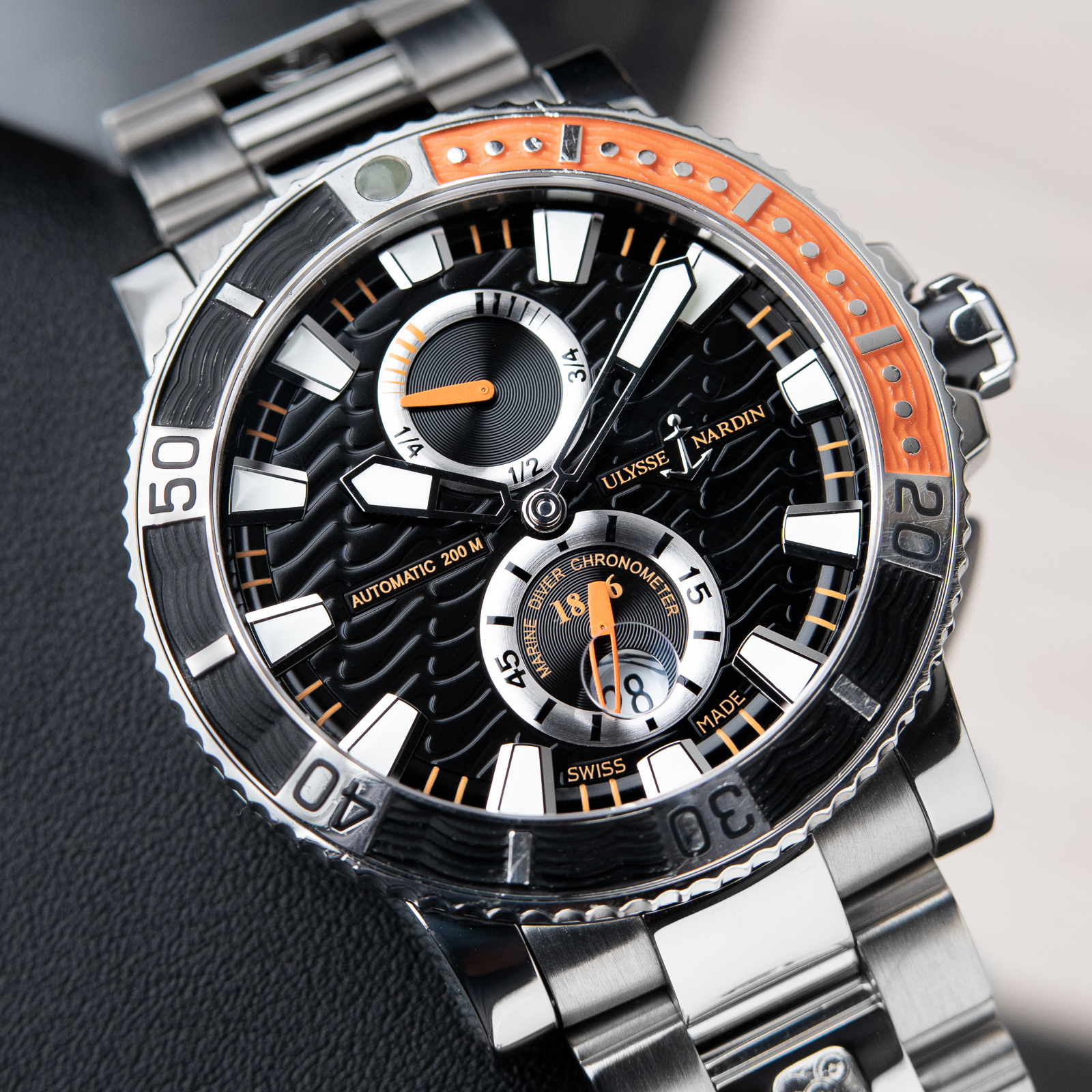 Ulysse Nardin Maxi Marine Diver Titanium Bracelet Black Orange