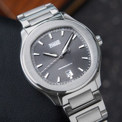 Piaget Polo S Automatic Stainless Steel Bracelet Grey Guilloché Dial