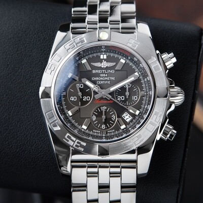 Breitling Chronomat 44 Grey Dial Steel Bracelet Chronograph AB0110 Auto