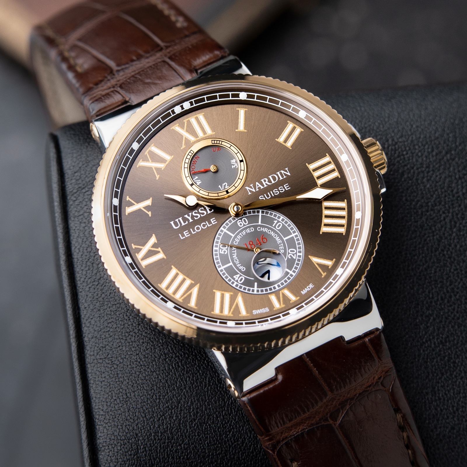 Ulysse Nardin Maxi Marine Chronometer 18k Rose Gold Brown Dial