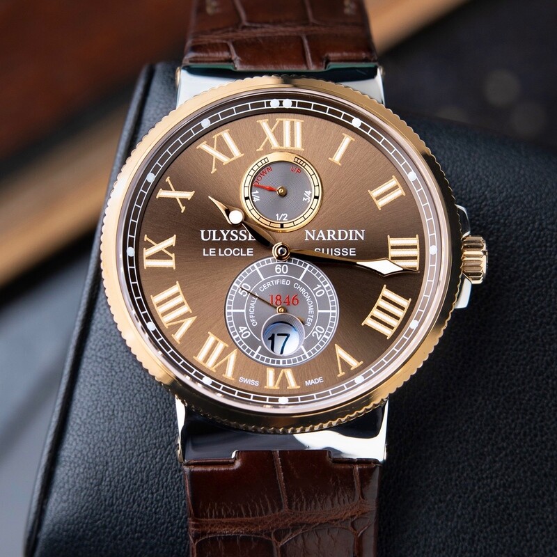 Ulysse Nardin Maxi Marine Chronometer 18k Rose Gold Brown Dial