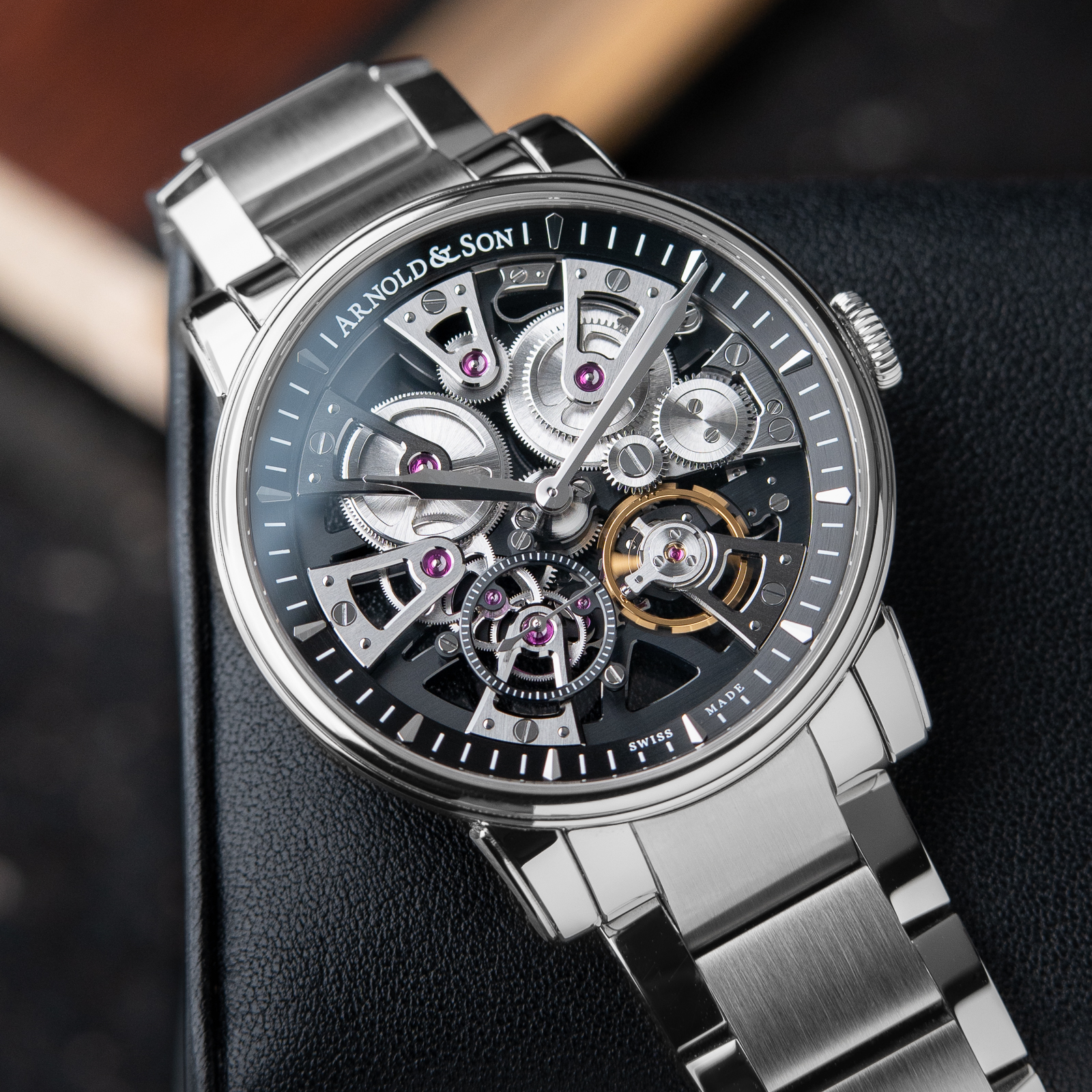 Arnold & Son Nebula Black CLEAN Skeleton Openworked Bracelet