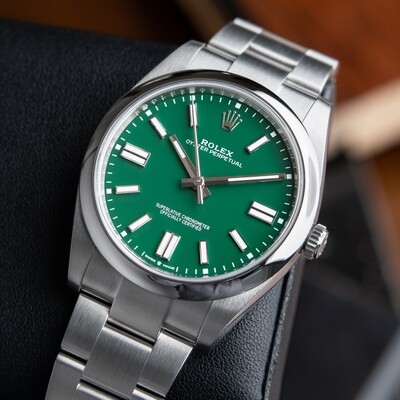 Rolex Oyster Perpetual 41mm OP41 Green Dial UNWORN Stainless Steel Watch