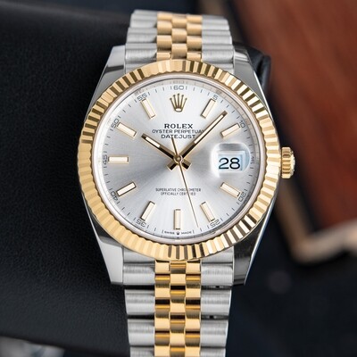 Rolex Datejust 41 Silver Dial Jubilee Bracelet Fluted Bezel Two Tone Gold