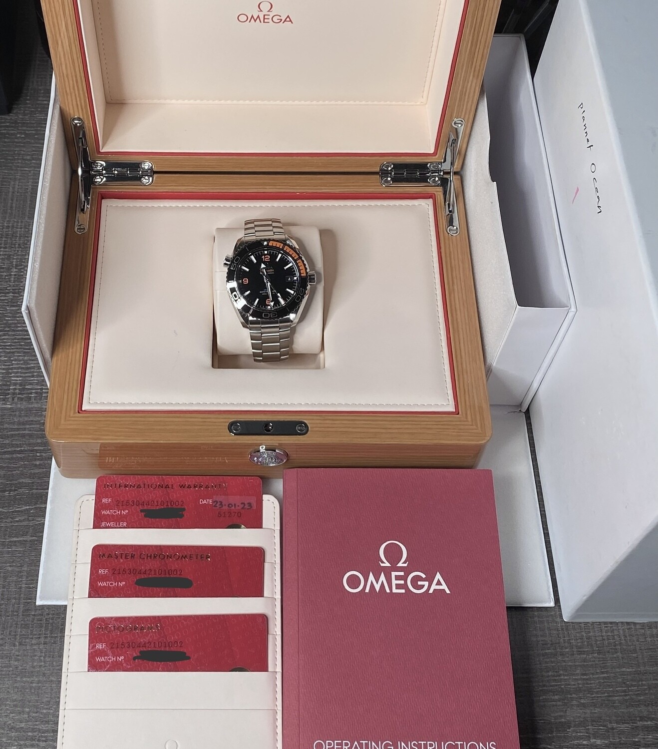 OMEGA Boxes 3台セット Omega Seamaster Planet Ocean 2023 Dive Steel Black Orange Ceramic 8900