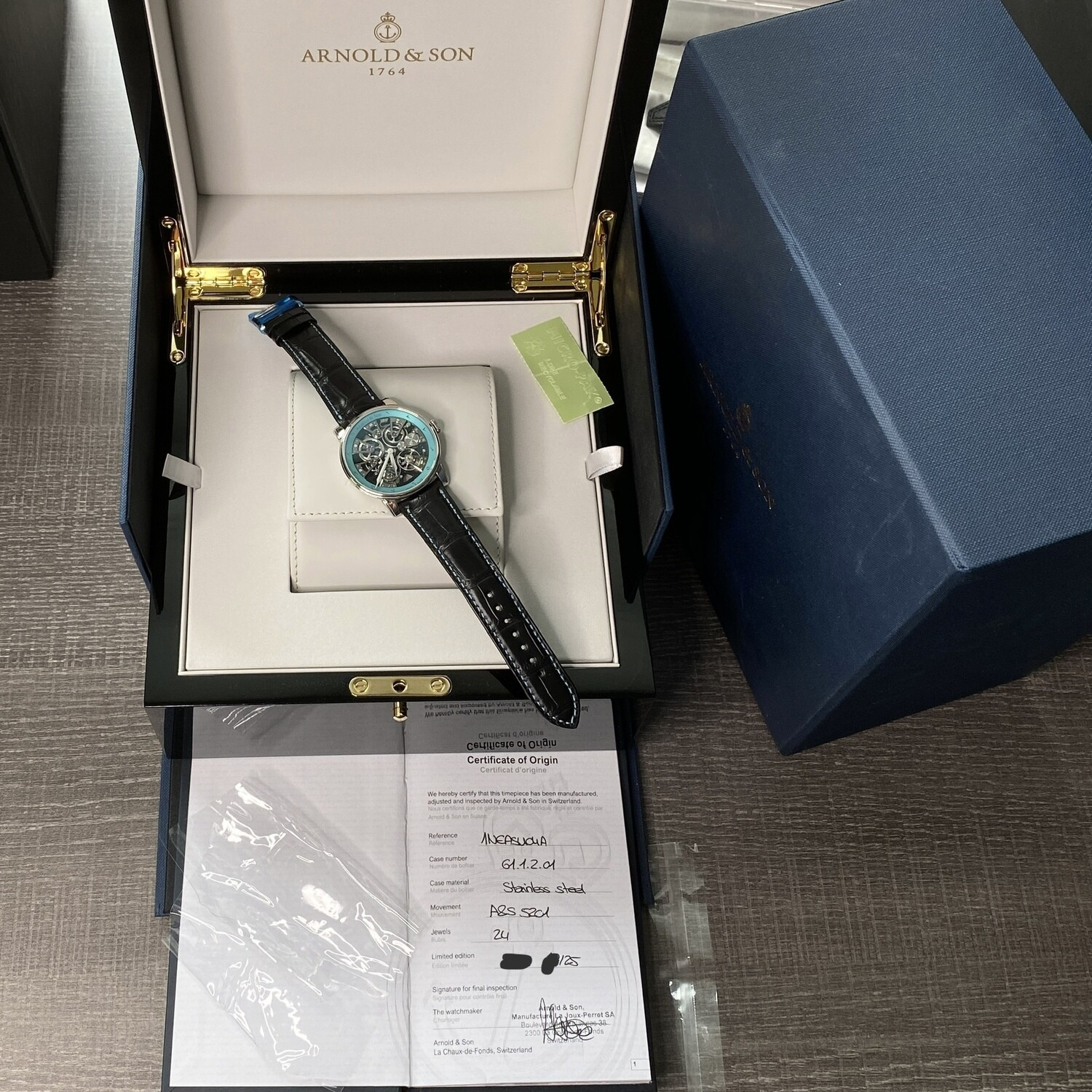 Arnold & Son Nebula RARE Arabic UNWORN Turquoise Skeleton