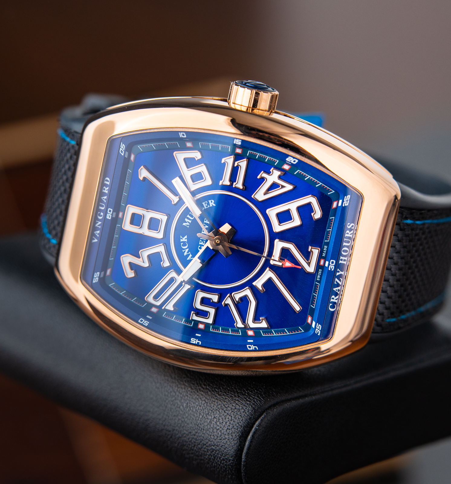 Franck Muller Vanguard UNWORN 2023 Crazy Hours RARE 45mm Rose Gold Blue Dial