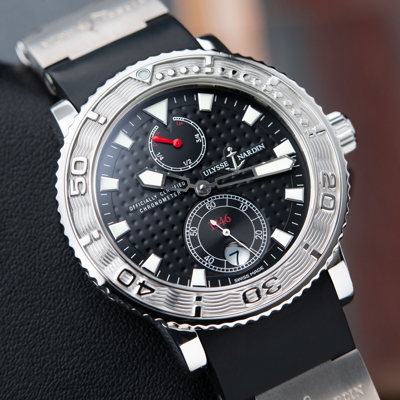 Ulysse Nardin Diver Chronometer Marine Steel Rubber Black Dial 40mm Papers