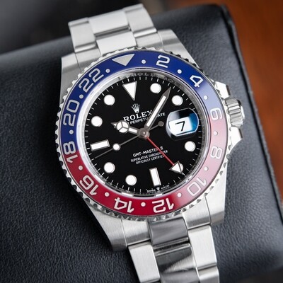 Rolex GMT-Master II Oyster Date 4/2023 Pepsi Stainless Steel Black Dial 40mm